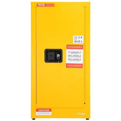 VEVOR Flammable Storage Cabinet, 16 Gal Capacity, Made of Cold-Rolled Steel, Measures 18 x 18 x 35.4 inches, Single Door, Explosion-Resistant, Meets NFPA Code 30 and OSHA Standards