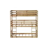 PVWIIK Triple Bunk Bed with Built-in Ladders & Guardrails for Kids' Bedroom, Bunk Bed w/Detachable Twin Bunk Bed for Dorm, Guest Room, No Box Spring Needed, Easy Assembly, Oak PVWIIK