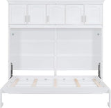 Virubi Queen Horizontal Murphy Bed with Storage Cabinet,Wood Folding Murphy Wall Bed for Adult (White,Queen) Virubi
