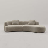 Acanva Modern Curved Sectional Living Room Couch, Minimalist Comfy Boucle Fabric Modular Sofa for Apartment, Home Office, 114" W Right Hand Facing, Light Coffee Acanva