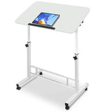 Aconcept Small Standing Desk Tiltable-Adjustable Height, Mobile Stand Up Desk with Wheels, 32 inch Portable Rolling Desks Laptop Office Workstations for Walking Pad Treadmill White Aconcept