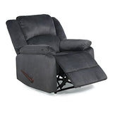 Relax-A-Lounger Preston 33.5" Manual Pull-Handle Recliner, Traditional Overstuffed, Pocket Coil Comfort, Black Metal Base Legs, Soft Microfiber Fabric, Steel Gray
