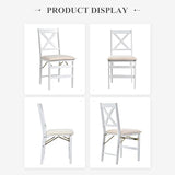 COLAMY Folding Dining Chairs Set of 6, Foldable Chairs with Padded Seats, Wood Folding Dining Room Chairs for Dinner, Kitchen, Party, Camping, White COLAMY
