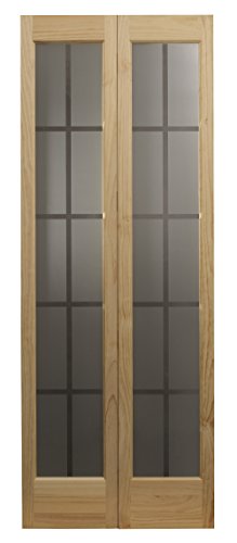 LTL Home Products 837320 Mission Glass Bifold Interior Solid Wood Door, 24 Inches x 80 Inches, Unfinished Pine LTL Home Products
