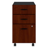 Bush Business Furniture Series A 3 Drawer Mobile File Cabinet in Hansen Cherry & Galaxy - Assembled, Rolling Document Storage for Home or Professional Office Bush Business Furniture