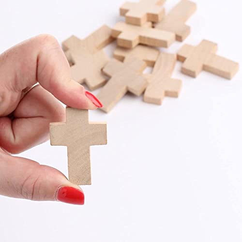 Pack of 30 Unfinished Wood Crosses - Blank Mini Wooden Cross Shaped Cutouts Religious Sunday School VBS Summer Camps DIY Arts Craft Projects (1-1/2" H x 1-1/4'W) Factory Direct Craft