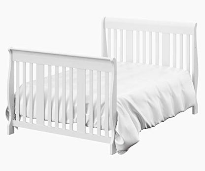 Storkcraft Portofino 5-in-1 Convertible Crib and Changer (White) – Changing-Table Combo with Drawer, Converts to Toddler Bed, Daybed Full-Size Storage Drawer