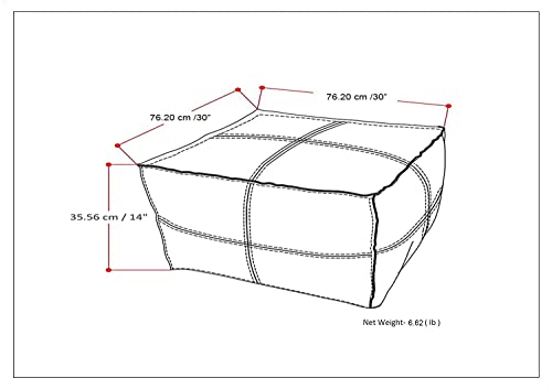 SIMPLIHOME Brody 30-inch Wide Large Square Coffee Table Pouf in Distressed Brown, Vegan Faux Leather Ottoman, Footrest, or Extra Seating for Living Room, Assembled SIMPLIHOME