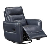 Lexicon Swivel Glider Reclining Chair, Top Grain Leather Match Manual Recliner, Comfy Nursery Glider Recliner, Swivel Reclining Chair for Living Room/Office/Bedroom/Apartment, Dark Blue Lexicon