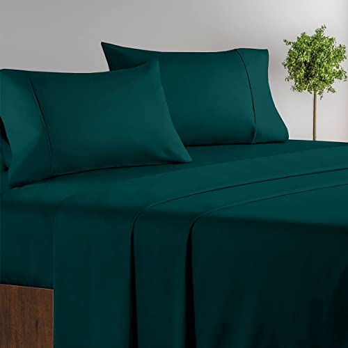 Egyptian Cotton Sheets Super Single (48" x 84") Size Sheet Set, 4 Piece Bed Sheets, Bedding Sheets & Pillowcases, Super Single Size, Fits 6-9" Deep Pocket Sheets, 400-TC Cotton Sheets, Teal Quality Linen