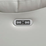 Lexicon Wall Hugger Power Double Reclining Sofa with Center Drop-Down Table, Faux Leather Home Theater Seating with LED Lighting/USB Charging Ports/Wireless Charger/Cup Holders, Magazine Pocket, Gray Lexicon