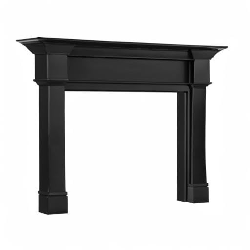 Modern Ember Grant 56x42 Inch Wood Fireplace Mantel Surround Kit | Unfinished - Elegant Design with Tiered Top Shelf and Cascading Legs; Includes Wooden Mantel Surround & Shelf