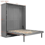 Merax Rotating Queen Murphy Bed with Hidden Storage Racks, Space-Saving Multifunctional Wall Bed for Home Office & Small Rooms Merax