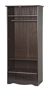 Palace Imports 100% Solid Wood Flexible Wardrobe/Armoire/Closet, Java Color, 32" W x 72" H x 21" D. 1 Shelf, 1 Clothing Rod, 1 Drawer, 1 Lock Included. Additional Shelves Sold Separately. Palace Imports