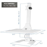 Mount-It! Electric Standing Desk Converter, Adjustable Tabletop Sit Stand Desk Riser with Single Monitor Mount for Monitors up to 32", Freestanding 28" Wide Platform Rises up to 20.75" White Mount-It!