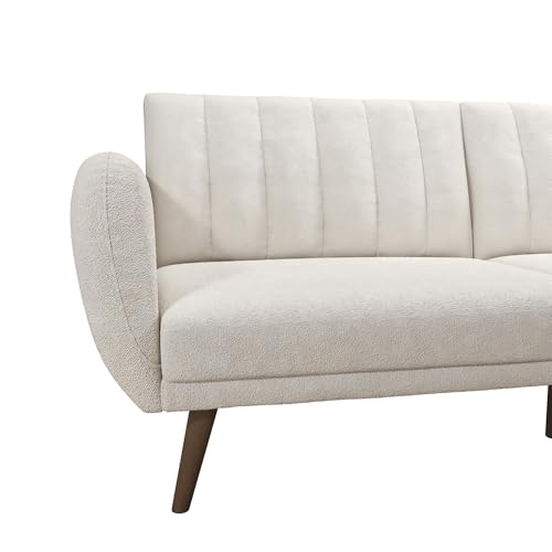 Novogratz Brittany 81.5" Futon Sofa Bed and Couch Sleeper, Ivory Boucle Novogratz