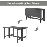 Merax Farmhouse Wood Extendable Dining Table with Drop Leaf for Small Places, Modern Freestanding Scalable Desk for Kitchen & Living Room, Gray Merax