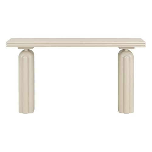 LXBB 60" Chic, Elegant and Luxurious Console Table, Acacia Veneer Extra Long Entryway Table, Wooden Sofa Side Table for Entryway, Hallway, Living Room, Foyer, Corridor (Beige-04) LXBB