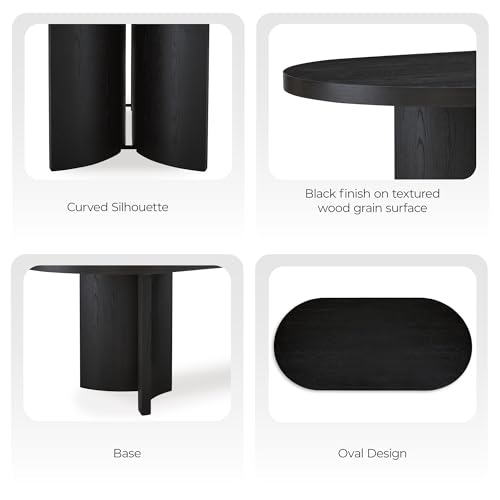 Signature Design by Ashley Rowanbeck Minimalist Dining Table for 8 People, Black Signature Design by Ashley