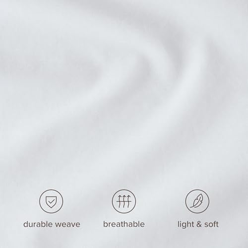 Bare Home 100% Organic Cotton Queen Duvet Cover Set - Crisp Percale Weave - Lightweight & Breathable - Cooling Duvet Cover Set (Queen, White) Bare Home