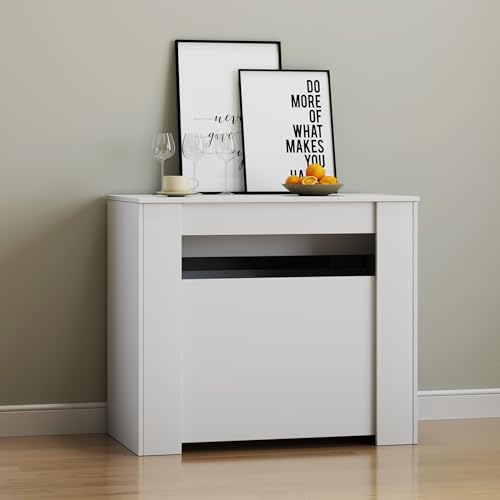 HOMBIX Transformer Table, Expandable Dining Table for 10-12 People, Folding Console Table Space Saving Furniture for Small Apartments, White HOMBIX