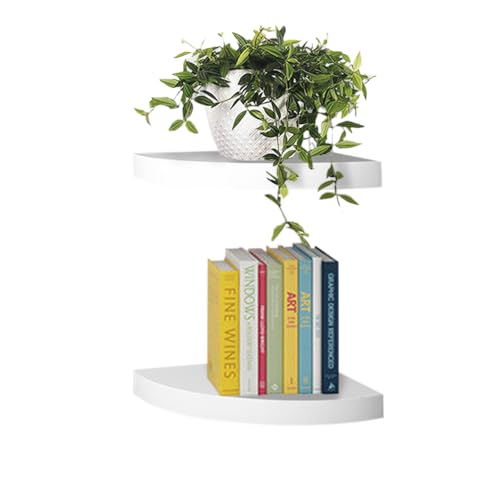 AHDECOR White Corner Wall Shelf, Wall Mounted Wood Corner Shelves, Set of 2 AHDECOR