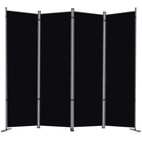 RANTILA 4 Panel Room Divider, 6 FT Folding Privacy Screen with Wide Feet, Freestanding Partition for Room Separation, Portable Room Divider Panel, 89" W x 71" H, Black RANTILA