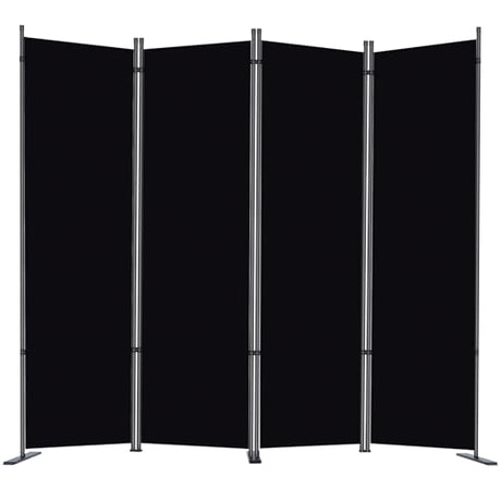 RANTILA 4 Panel Room Divider, 6 FT Folding Privacy Screen with Wide Feet, Freestanding Partition for Room Separation, Portable Room Divider Panel, 89" W x 71" H, Black RANTILA