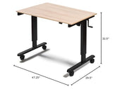 Stand Up Desk Store Crank Adjustable Height Rolling Standing Desk (Black Frame/Natural Walnut Top, 48" Wide) S Stand Up Desk Store