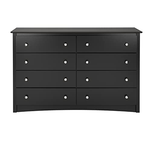 Prepac Sonoma 8 Drawer Double Dresser for Bedroom, 15.75" D x 59" W x 36.25" H, Black - WoodArtSupply