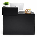 GRGECXZ Modern Reception Desk with Storage Drawer & Counter Shelf, 39.4" Front Counter Reception Table for Office, Salon, Lobby, Retail Store (Black, Right Table) GRGECXZ