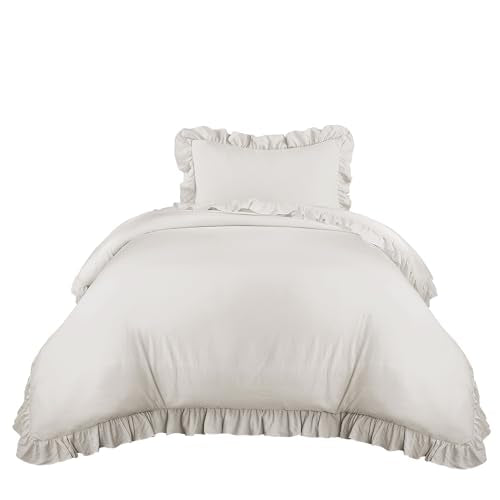 Lush Decor - Comforter Set, Soft Ruffled Bedding with Matching Sham, Cozy Essentials, Elegant Bedroom Decor (Reyna White, Twin XL) Lush Decor