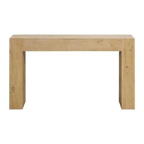 Alaterre Furniture Stockyard Solid Wood Console Table - 56 Inch Modern Farmhouse Entryway Table - Easy Assembly Living Room Furniture for Behind The Couch, Entryway, or Hallway (Light Oak) Alaterre Furniture
