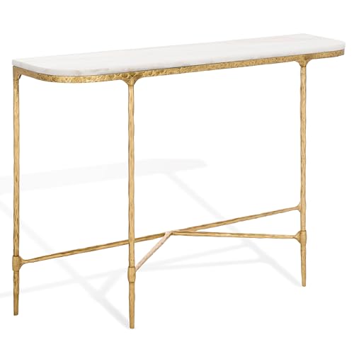 SAFAVIEH Couture Collection Janowsky Brass & White Marble Console Table SAFAVIEH
