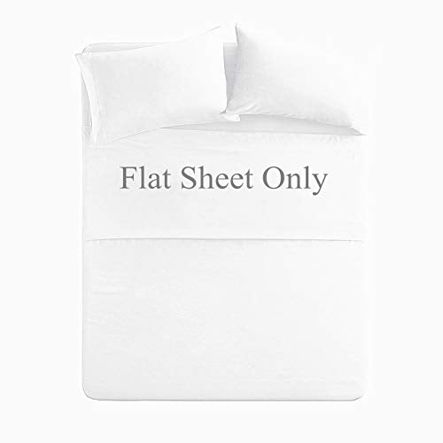 Queen Size Flat Sheet Single - 300 Thread Count 100% Egyptian Cotton Quality - Hotel Collection Luxury Flat Sheet Sold Separately - White Meicotton Bedding