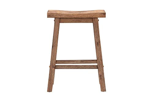 Sonoma Saddle 24" Counter Stool - Barnwood Wire-Brush - Set of 2 Boraam