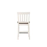 Steve Silver Furniture Joanna 9pc Rectangular Counter Dining Set, Two Tone Dark Oak/Ivory Finish, 54" w/ 18" Leaf w/ 8 Slat Back Side Dining Chairs, Storage Drawers, 54" L x 54" W x 36" H, White Steve Silver