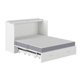 AFI, Southampton Murphy Bed Chest Queen with 6" Mattress, Storage Drawer & Built-in USB Charger, White AFI
