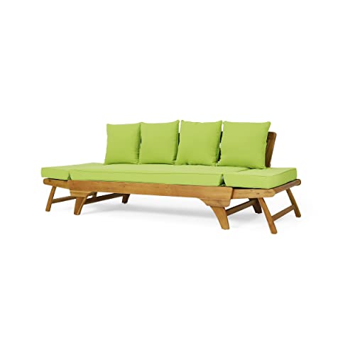 Christopher Knight Home Serene Outdoor Expandable Daybed with Cushions - Acacia Wood - Teak/Light Green/Khaki Christopher Knight Home