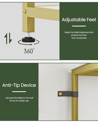 CHOEZON Modern Console Sofa Table 3-Tier Hallway Table Open Storage, Marble Veined Table Top, Metal Frame, for Entryway, Foyer, Marble White and Gold TXG03DJ CHOEZON
