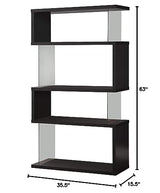 Coaster Furniture Asymmetrical Snaking Bookcase Black and Clear 800340 Coaster Home Furnishings