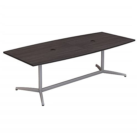 Bush Business Furniture 96W x 42D Boat Shaped Conference Table with Metal Base in Storm Gray Bush Business Furniture