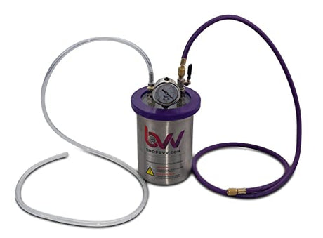 2-Quart Resin Trap and Vacuum Chamber with Patent-Pending Gasket - High-Strength 304 Stainless Steel Degassing Chamber with Glycerin-Filled Gauge & 5-Foot Vacuum Hose - Made in USA BEST VALUE VACS