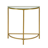 Carolina Chair & Table 30" Winoda Half Round Console Table – Modern Clear Tempered Glass Top with Gold Powder Coated Metal Frame – Contemporary Semicircular Accent Furniture for Hallway, Living Room Carolina Chair & Table