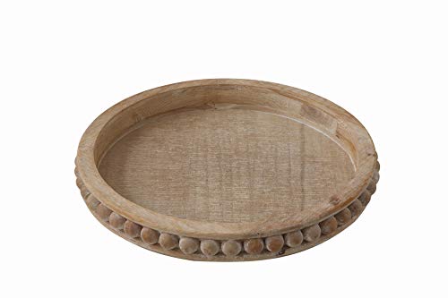 Whitewashed Round Decorative Wood Tray - WoodArtSupply