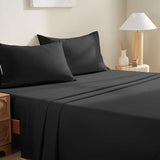 MCO Bedding Full Bed Sheets Set - Soft Bed Sheets - Cooling Breathable Bedding Set with 16" Deep Pocket (4 Pieces, Full, Black) MCO