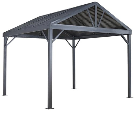 Sojag 8' x 8' Sanibel I Hardtop Gazebo Outdoor Weather-Resistant Aluminum Frame Sun Shelter Light Grey Sojag