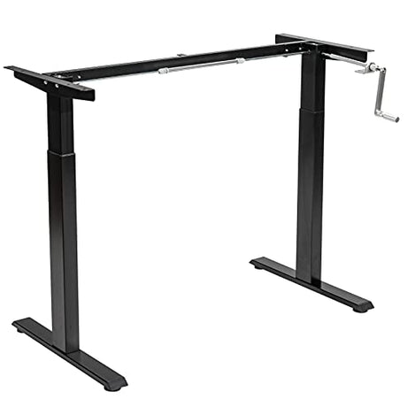 Tangkula Hand Crank Stand Up Desk Frame, Manual Height Adjustable Standing Workstation with Foldable Crank Handle, Cable Management Tray, Headphone Hook, Ergonomic Sit Stand Desk Frame for Home Office Tangkula