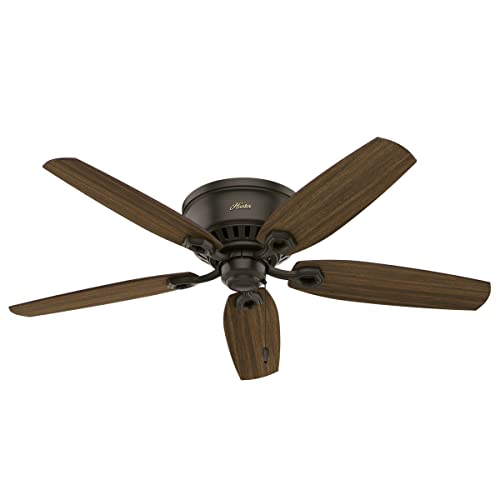 Hunter Fan Company Indoor 53327 52" Builder Low Profile Ceiling Fan with Light, 52 inch, New Bronze finish Hunter