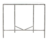 SAFAVIEH Couture Home Collection Jessa Silver Metal/Tempered Glass Top Half Moon Entryway Living Room Console Table (Fully Assembled) SAFAVIEH